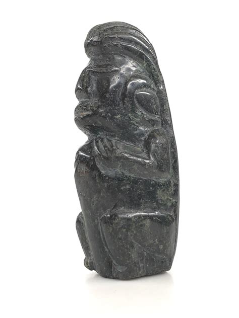 Vintage Hand Carved Obsidian Aztec Sculpture