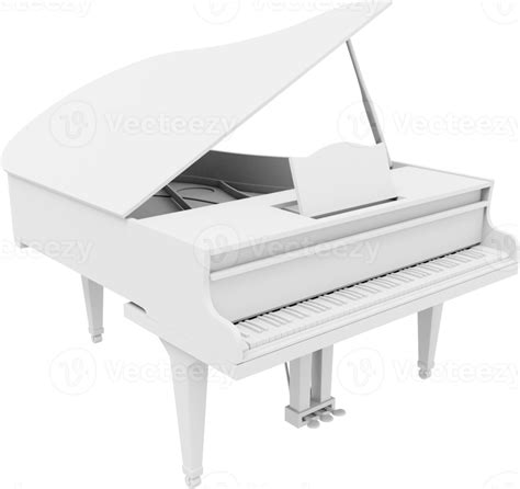 White Grand Piano Musical Instrument 3d Rendering Png Icon On