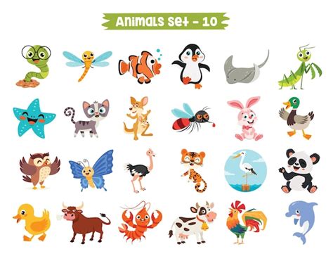 Premium Vector Set Of Cute Cartoon Animals