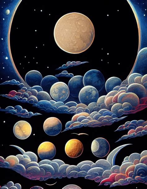 Moon Phases In Night Sky Style Of Jasmine Midjourney