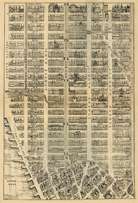 Nyc Circa 1890 Old Maps Antique Maps Vintage Maps Manhattan Map