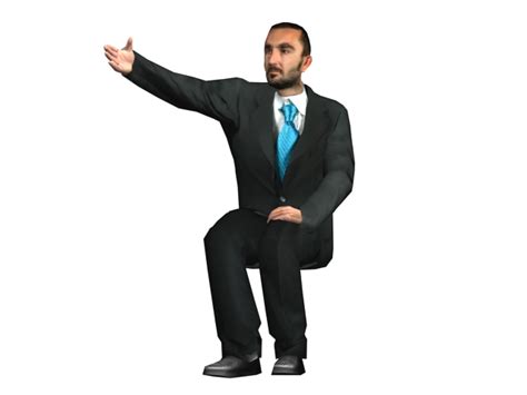 Businessman Sitting With Raised Arm 3d Model 3ds Max Files Free