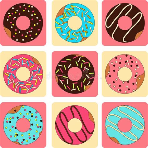 Vector Set Of Sweet Donuts Flat Style Stock Illustration Illustration