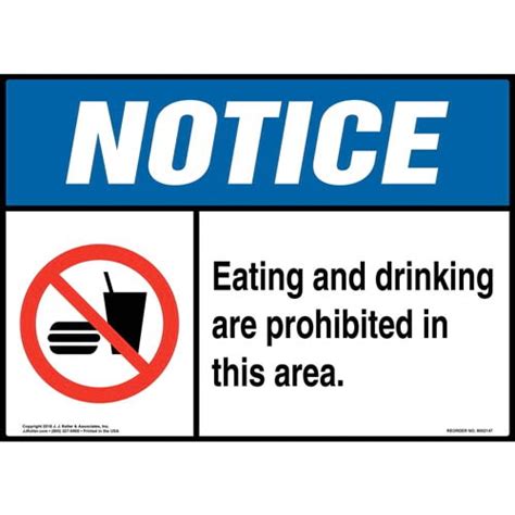 Notice Eating And Drinking Are Prohibited In This Area Sign With Icon