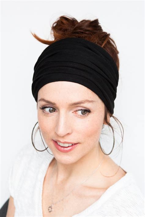 Black Headband Wide Headband Yoga Headband Boho Headband Etsy