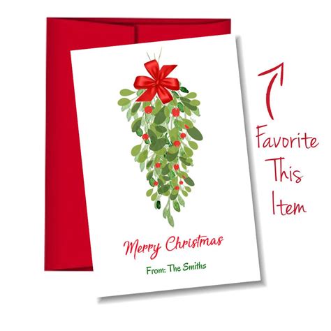 Mistletoe Card Mistletoe Christmas Cards Simple Christmas Etsy