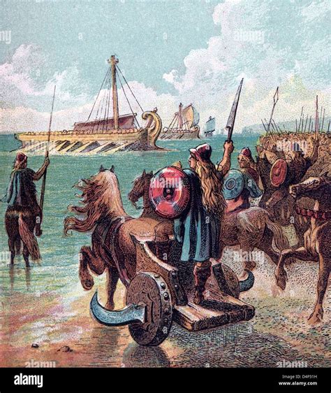 Ancient Britons Oppose The Roman Landings Stock Photo Royalty Free