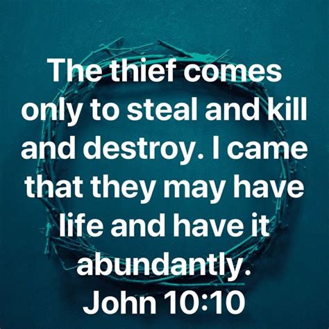 John 1010 The Thief Comes Only To Steal And Kill And Destroy I Came