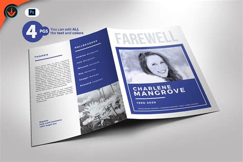 Minimal Blue Funeral Program Creative Brochure Templates Creative