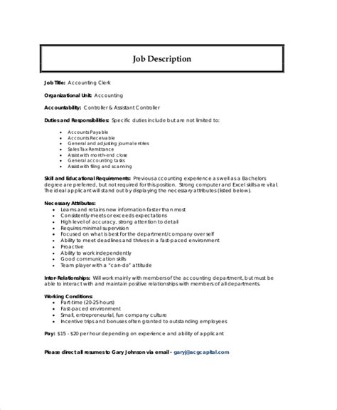 Free 9 Sample Accountant Job Descriptions In Pdf Ms Word
