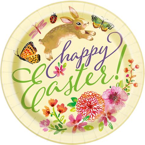Floral Easter Bunny Paper Dinner Plates 9in 8ct