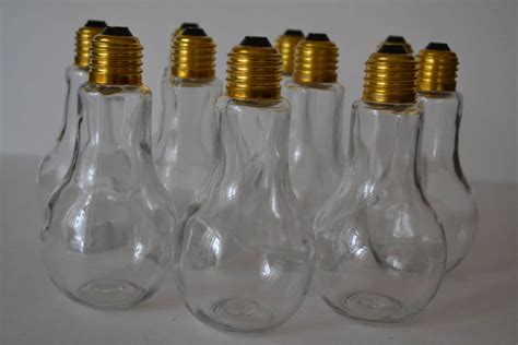 Medium Light Bulb Shaped Glass Bottle Brass Screw Cap Jar 5 Etsy