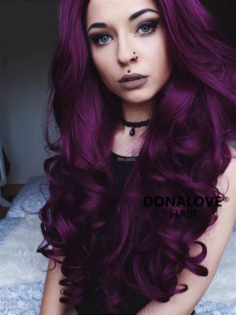 Dark Purple Wavy Waist Length Lace Front Synthetic Wig