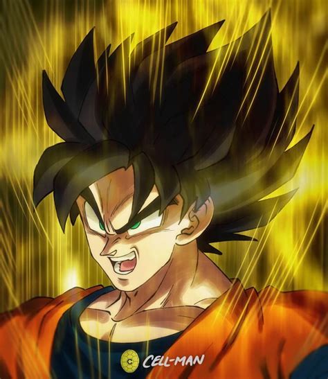 Goku Mid Transformation Ssj By Cell Man On Deviantart Dragon Ball Z Dragon Ball Image Dragon