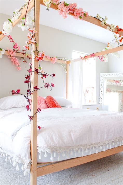 Boho Bedroom Decor With Spring Branches And Cherry Blossoms In 2021
