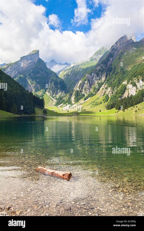 Stunning View Of Seealpsee Lake And The Alpstein Massif In Summer