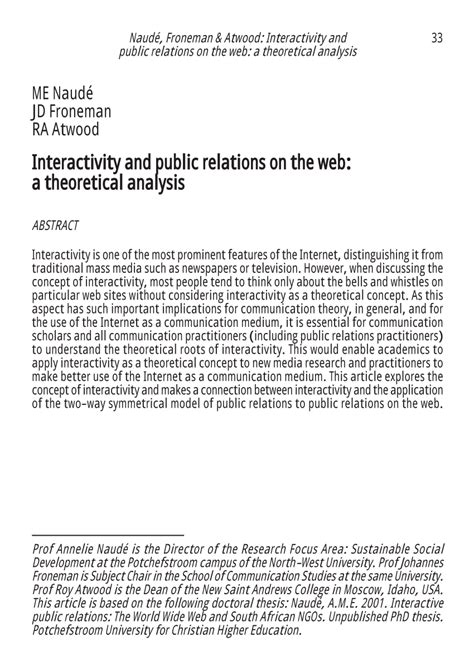 Pdf Interactivity And Public Relations On The Web A Theoretical Analysis
