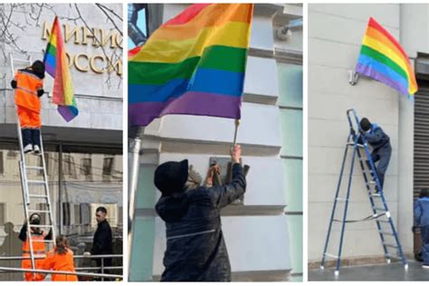 le pussy riot festeggiano i 68 anni di putin attaccando bandiere rainbow sui palazzi governativi