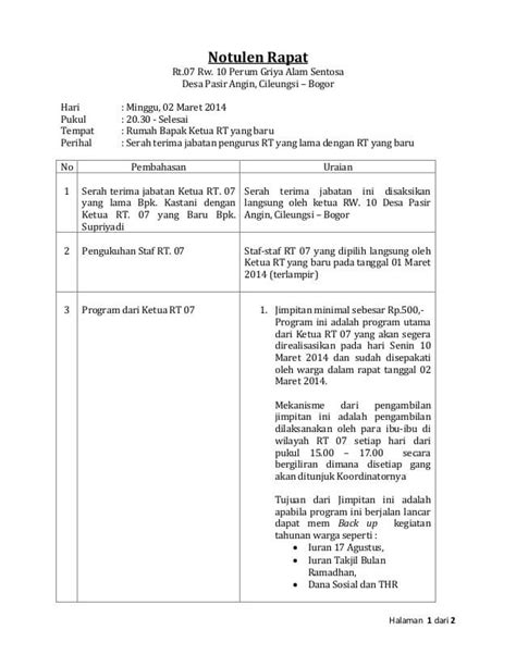 Contoh Notulen Rapat Terlengkap Untuk Berbagai Rapat Dinas Sekolah