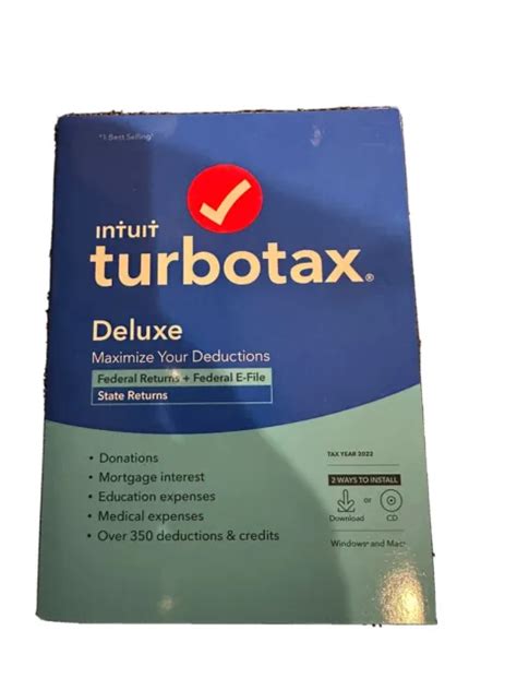 New Turbotax Deluxe Tax Software Federal State Tax Return Pc