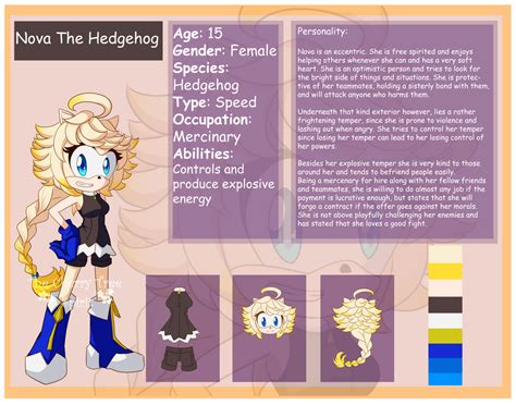 Sonic Oc Nova The Hedgehog Ref And Info Sheet By Thecherrytree59 On