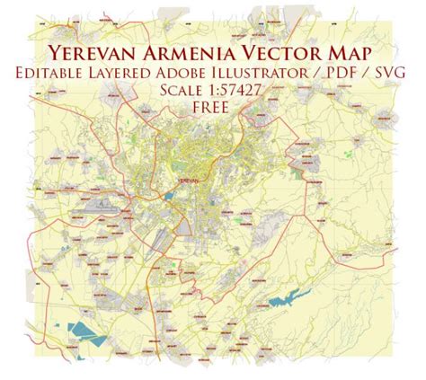Yerevan Armenia Vector Map Free Editable Layered Adobe Illustrator