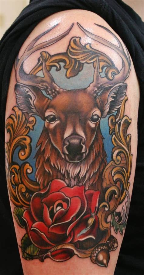 21 Traditional Deer Tattoo Designs And Ideas Petpress Stag Tattoo
