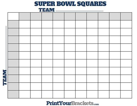 Super Bowl Squares Printable Square Grid Superbowl