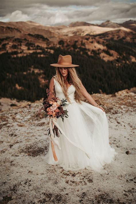 Bohemian Fall Colorado Elopement Mountain Wedding Dress Bohemian