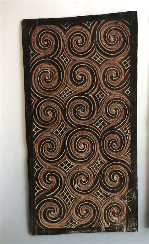 Antique Indonesian Toraja Carved Painted Wood Panels Sulawesi Tribal