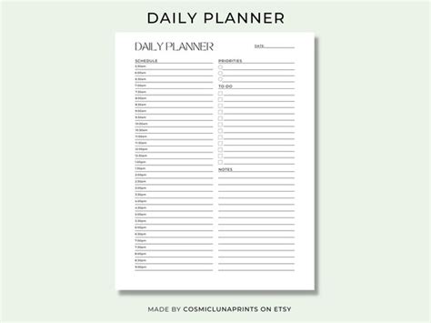 Printable Daily Planner Fillable Daily To Do List Etsy