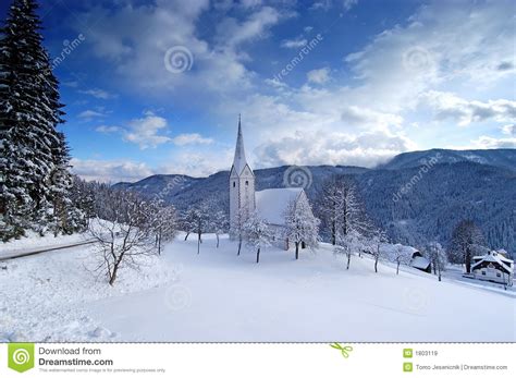 Small Church In Winter Stock Image Image Of Heritage