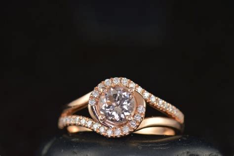 Olivia Morganite Rose Gold Twist Engagement Ring
