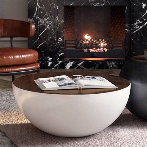 It looks great in my living room and has tons of storage for pillows and blankets. Modern Style Round Drum Coffee Table Black / White with Brown Top | Drum coffee table, Round ...