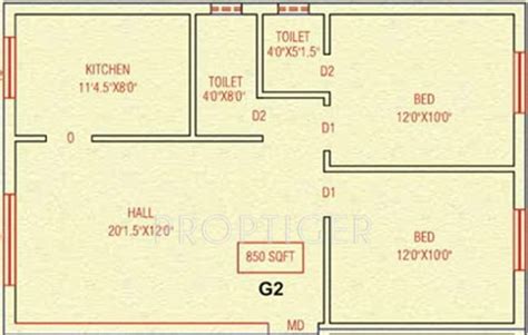 850 Sq Ft 2 Bhk Floor Plan Image Madhav Associates Ranga Villa