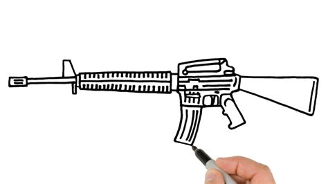 How To Draw M16 Rifle Weapon Easy Drawing
