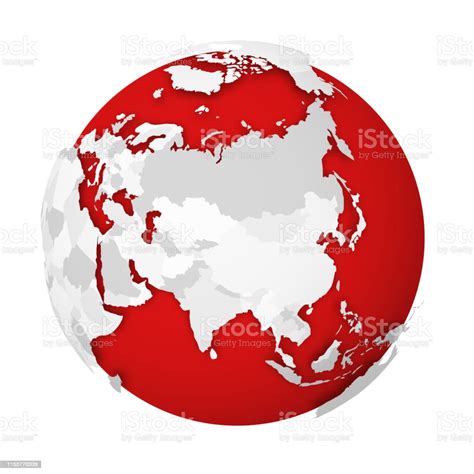 3d Earth Globe With Blank Political Map Dropping Shadow On Red Seas And