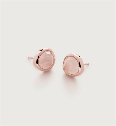 Siren Stud Earrings In Ct Rose Gold Vermeil On Sterling Silver And