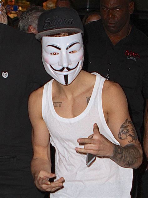 justin bieber gives us and his fans a fright in a v for vendetta mask pictures huffpost uk