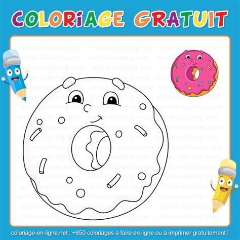 Coloriage Donut Beignet Coloriage à Imprimer Ou à Faire En Ligne