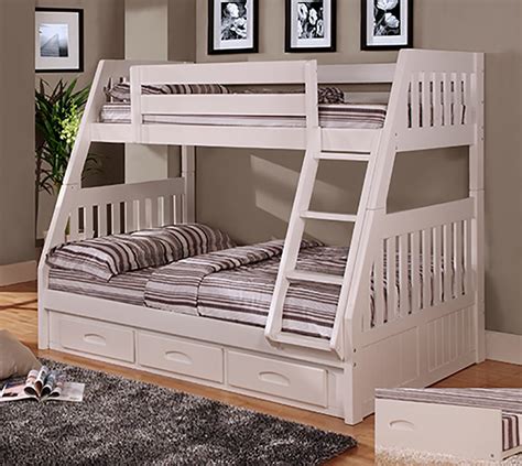 Discovery World Furniture Twin Over Full White Mission Bunk Bed Kfs
