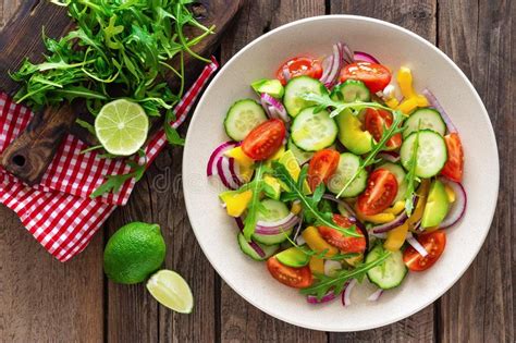 Healthy Vegetarian Dish Vegetable Salad With Fresh Tomato Cucumber