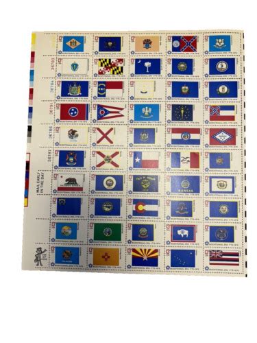 Us Stamp Sheet 1633 1682 State Flags Ebay