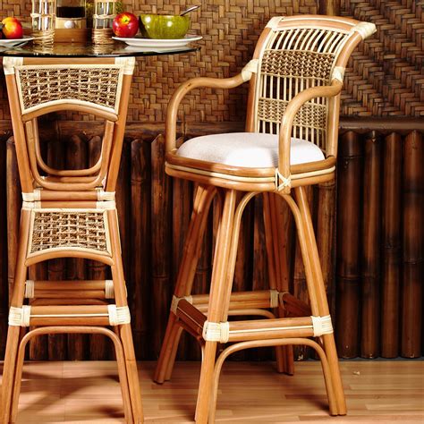 Wickerrattan Swivel Bar Stools Foter