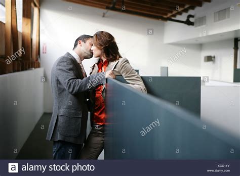 Businesspeople Couple Office Romance Kissing Lust High Resolution Stock
