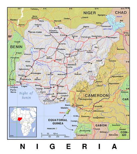 Check spelling or type a new query. Detailed political map of Nigeria with relief | Nigeria ...