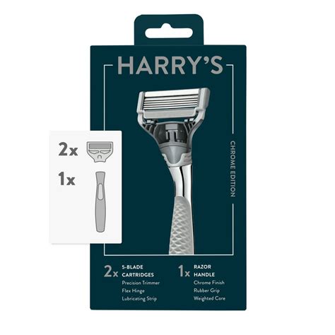 Harrys Mens Razor 1 Chrome Edition Handle 2 Razor Blade Refills