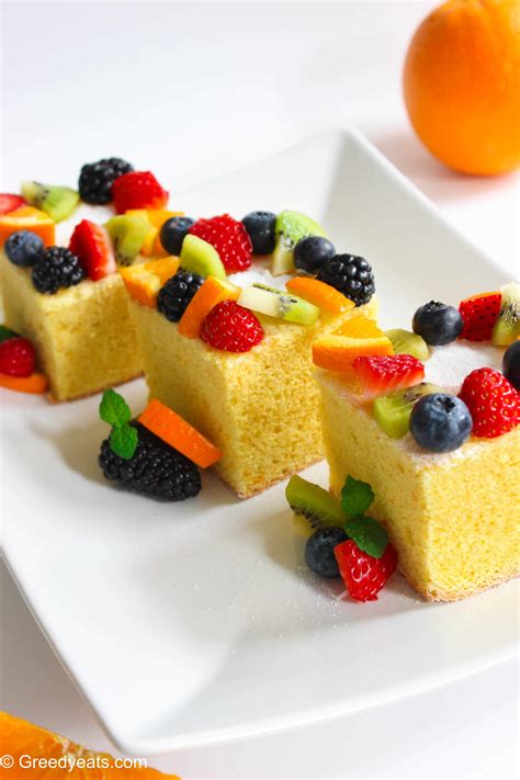 It's the yellow cake you get in the tray here is a very simple recipe for a home made from scratch cake! Lemon cake with fresh fruits | Recipe | Lemon sponge cake ...