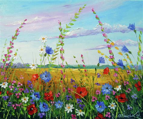 Summer Flowers In The Field Painting By Olha Darchuk Pixels