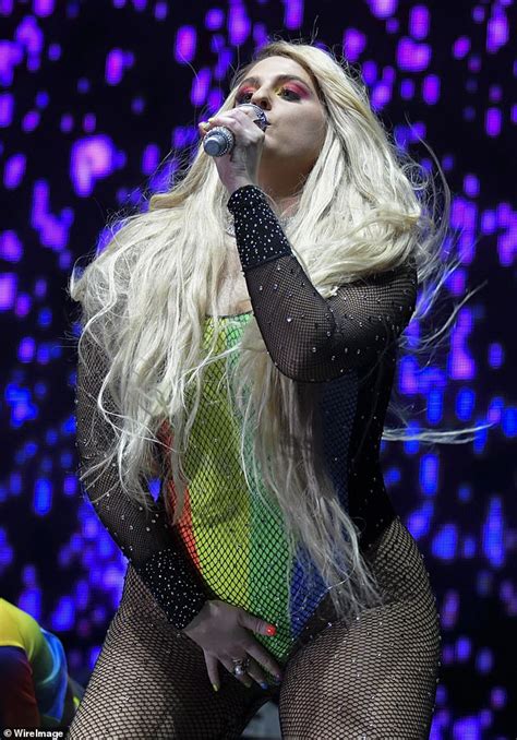 Meghan Trainor Puts On A Raunchy Display In Rainbow Leotard And Fishnet